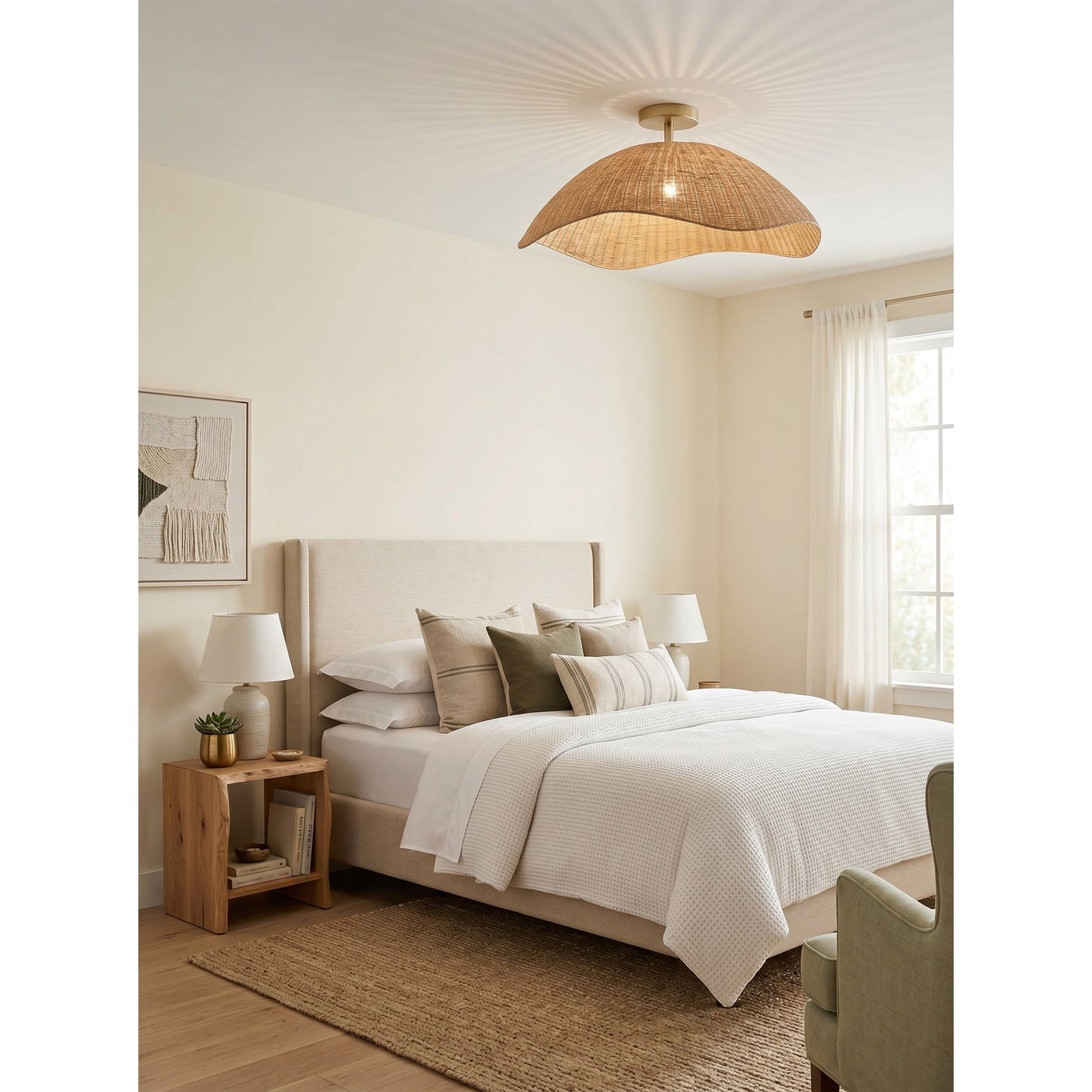 Nana Vermiculate Rattan Flush Mount
