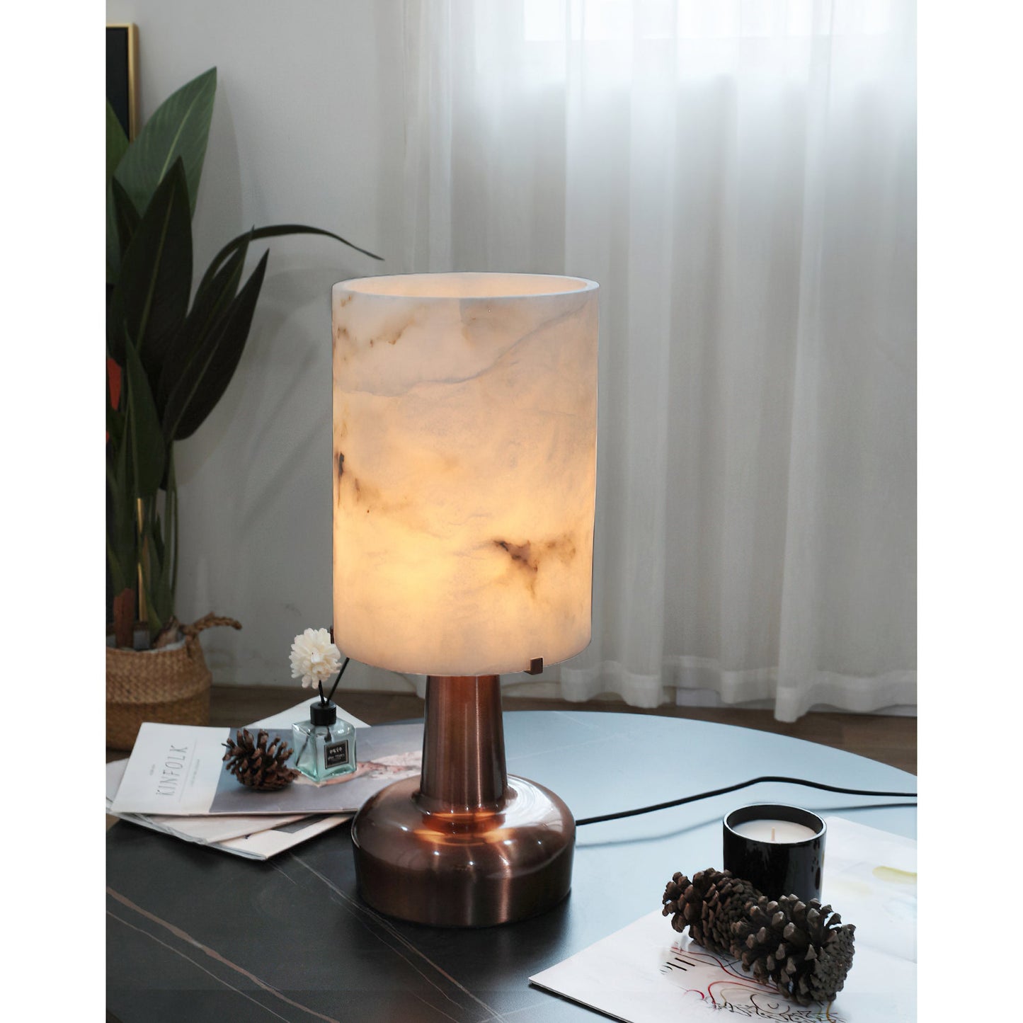 Pear Shaped Alabaster Table Lamp