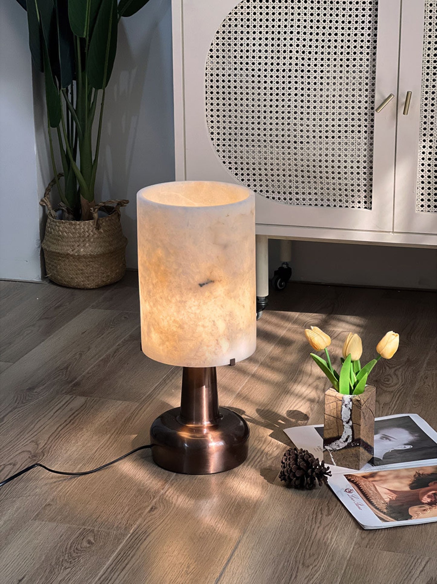 Pear Shaped Alabaster Table Lamp