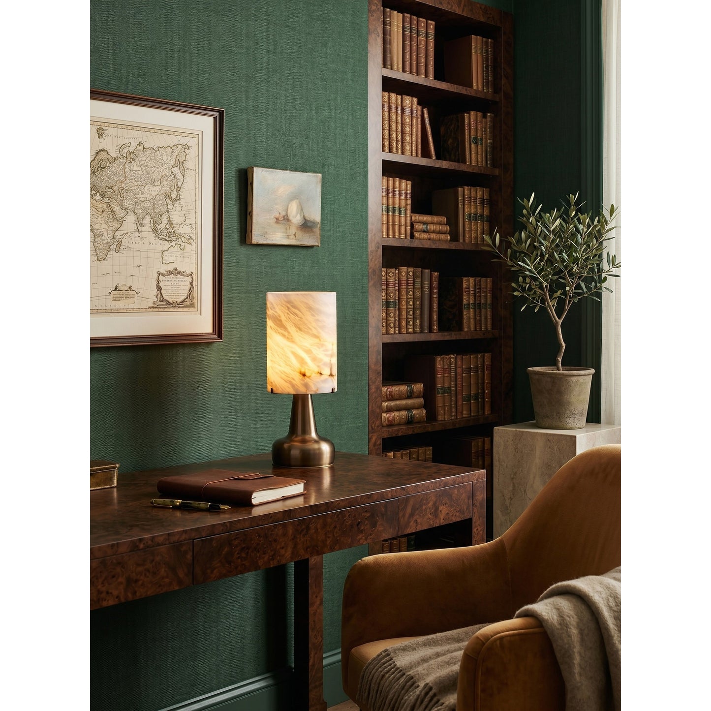 Pear Shaped Alabaster Table Lamp