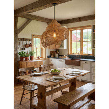 Rattan Spiral Shell Pendant Lamp