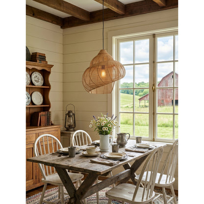 Rattan Spiral Shell Pendant Lamp