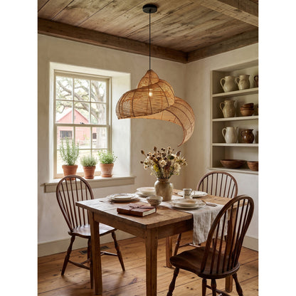 Rattan Spiral Shell Pendant Lamp