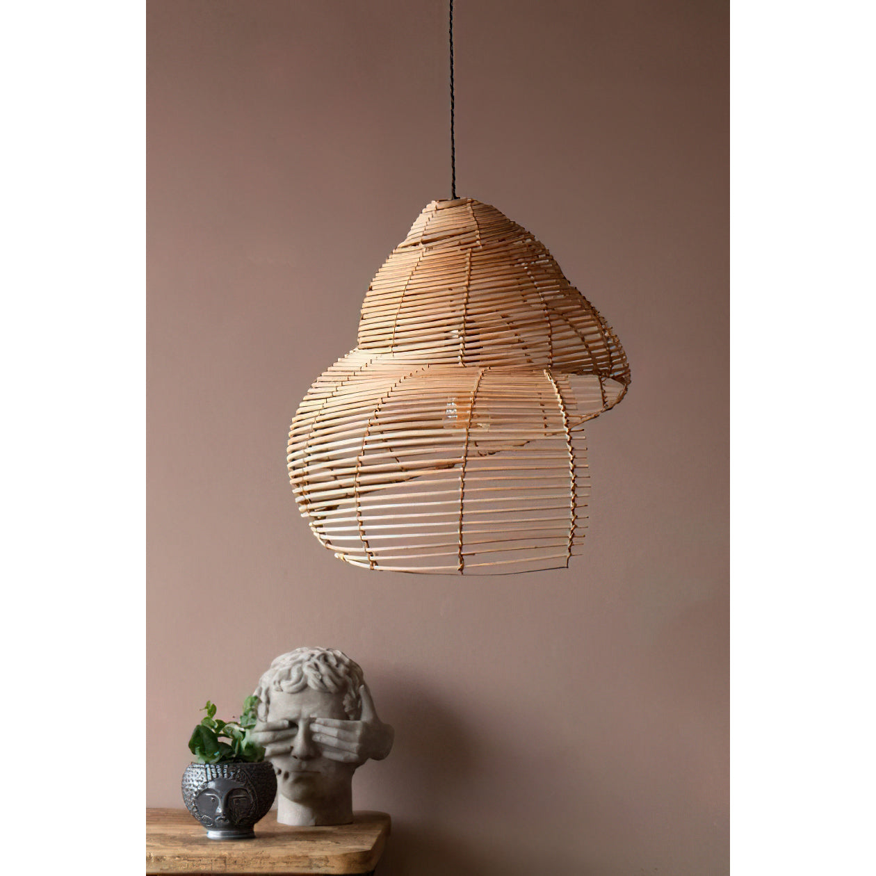 Rattan Spiral Shell Pendant Lamp