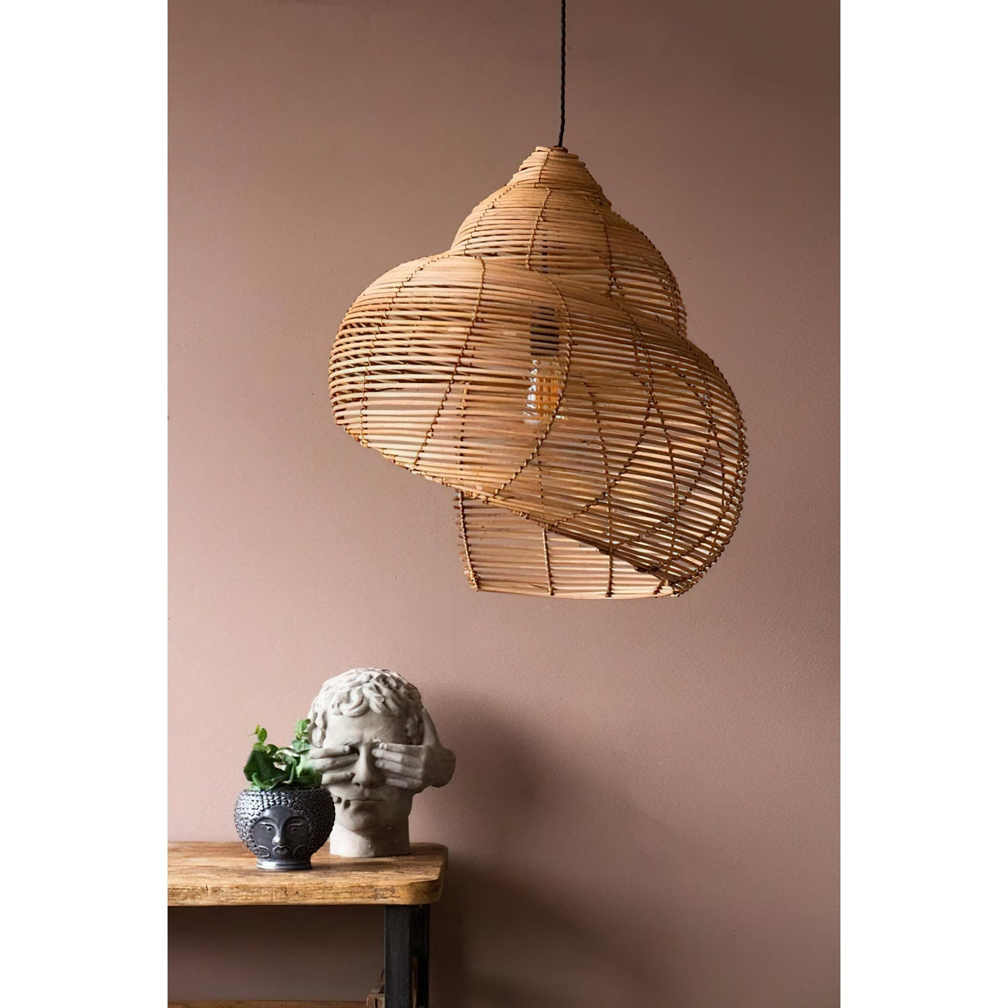 Rattan Spiral Shell Pendant Lamp