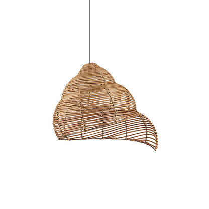 Rattan Spiral Shell Pendant Lamp