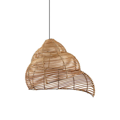 Rattan Spiral Shell Pendant Lamp