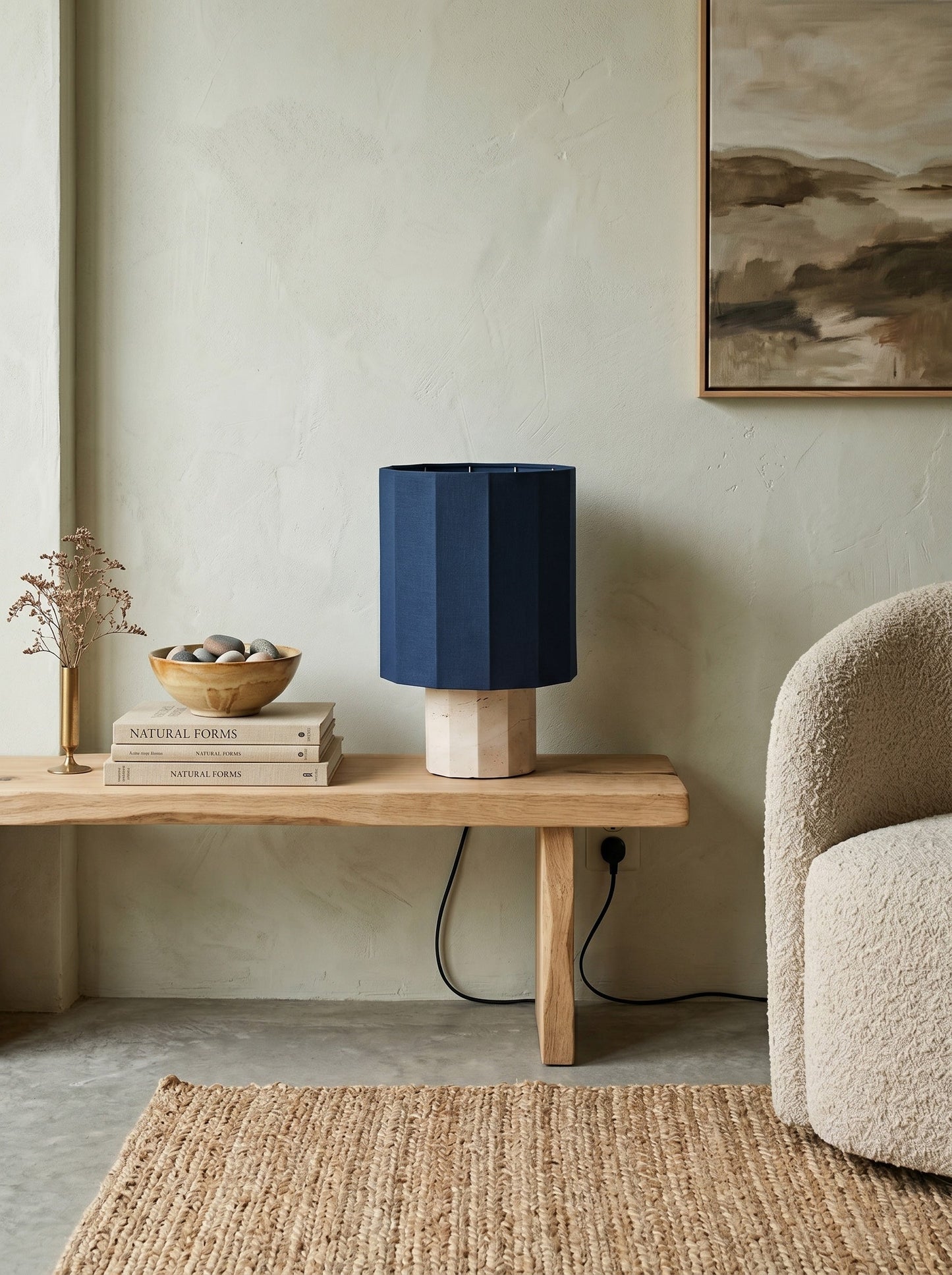Roma Dodecagon Travertine Table Lamp