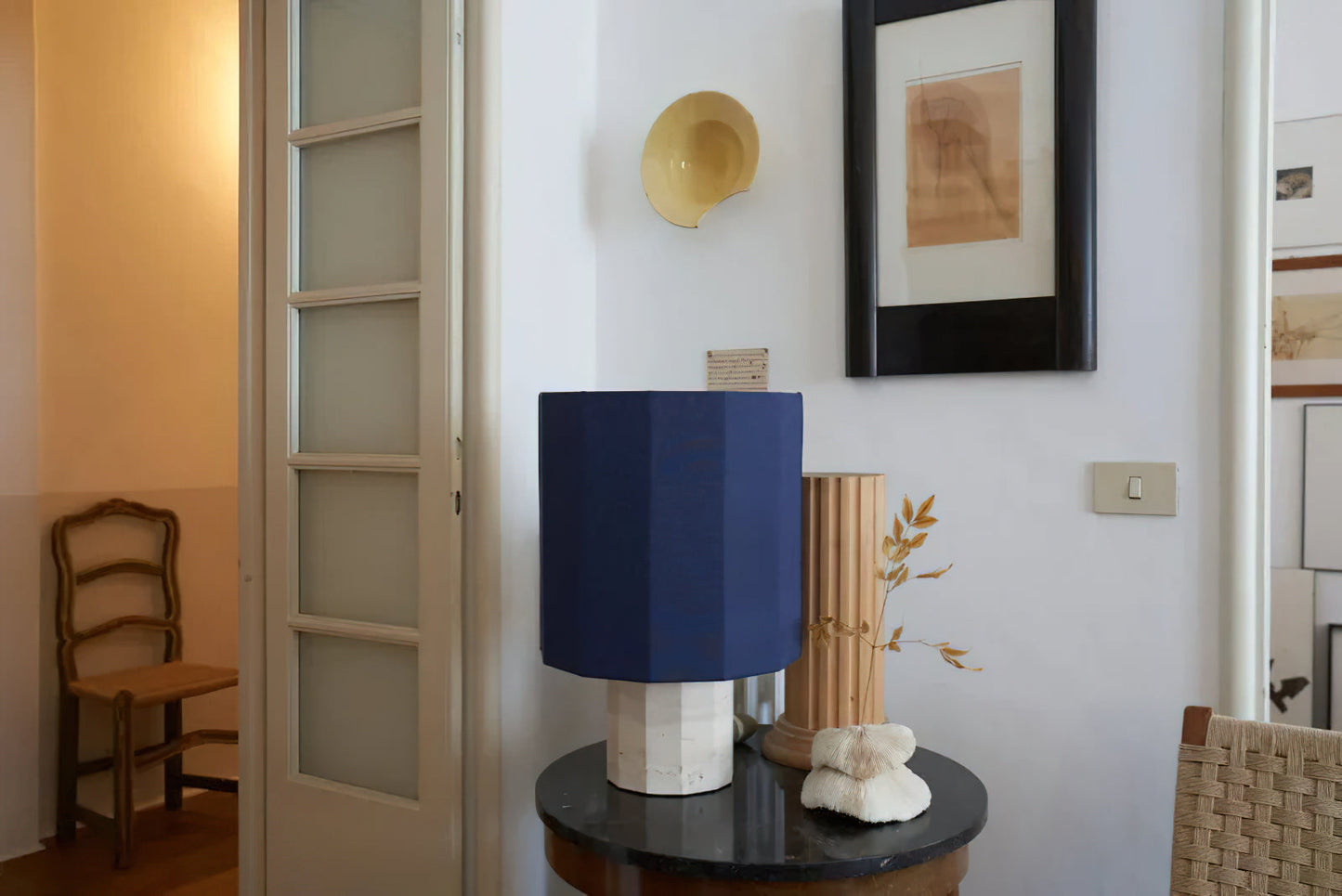 Roma Dodecagon Travertine Table Lamp