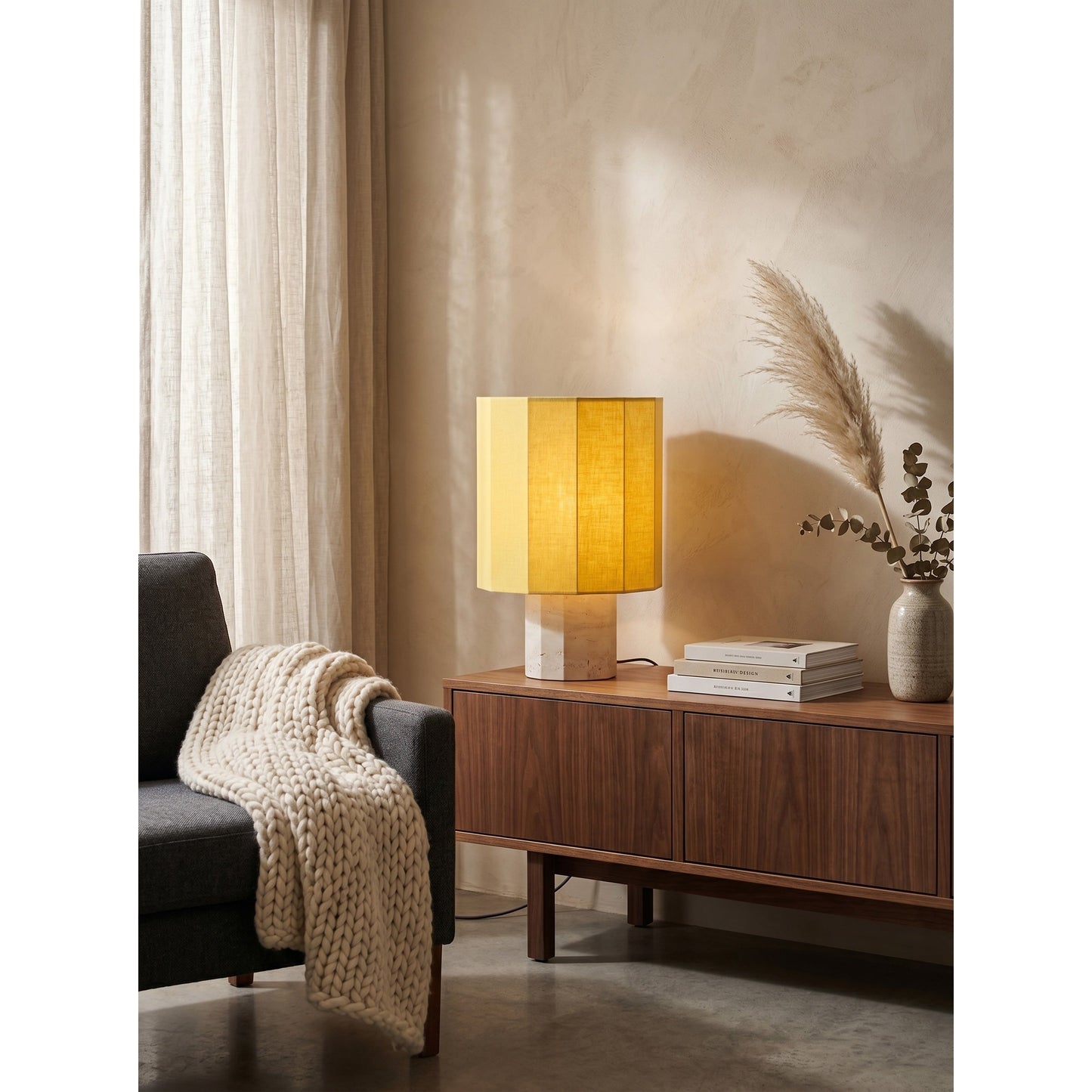 Roma Dodecagon Travertine Table Lamp