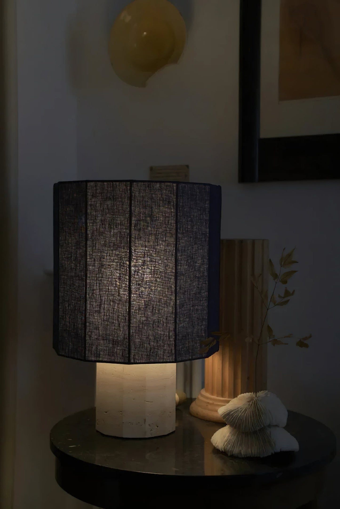 Roma Dodecagon Travertine Table Lamp