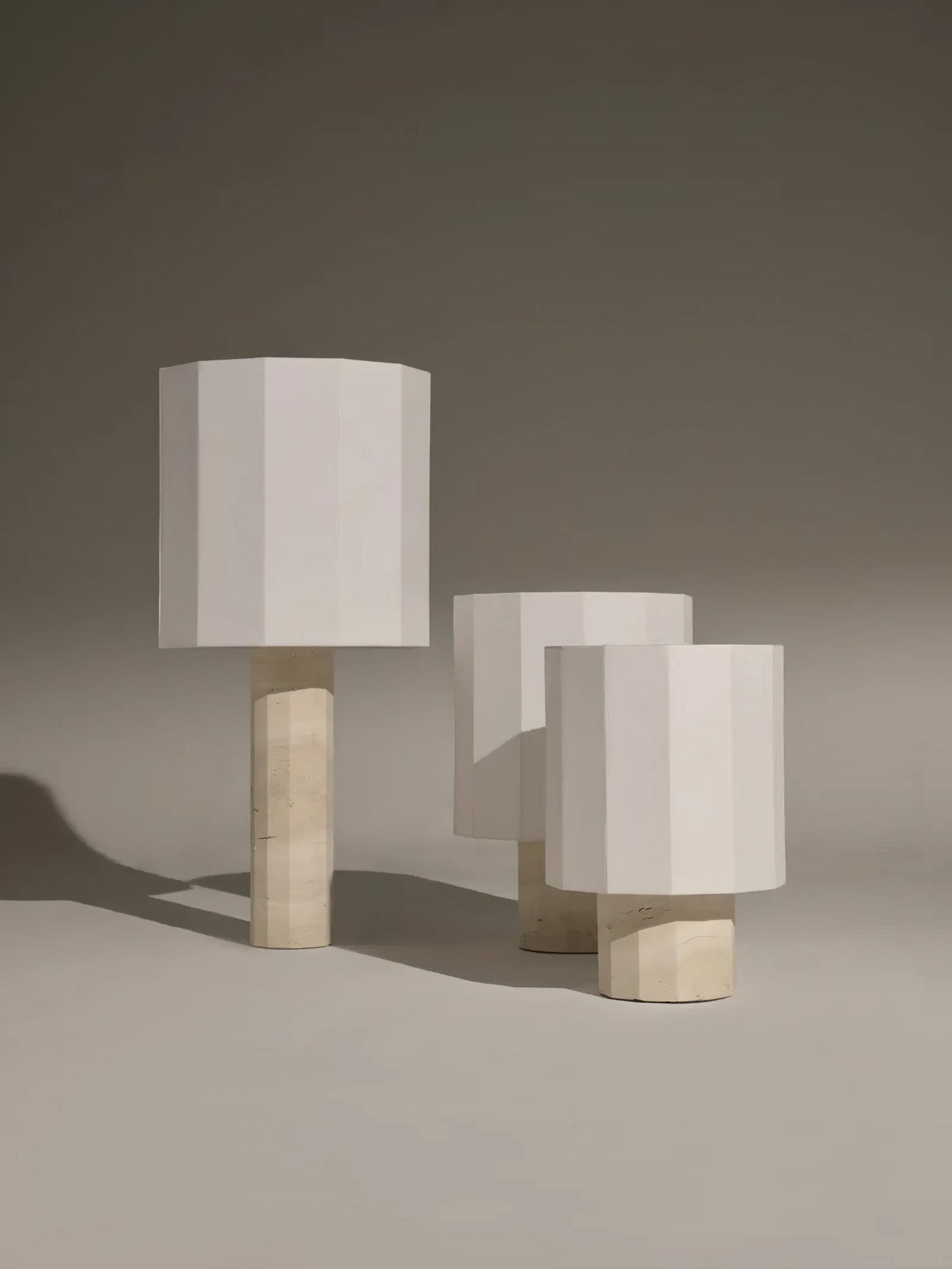 Roma Dodecagon Travertine Table Lamp