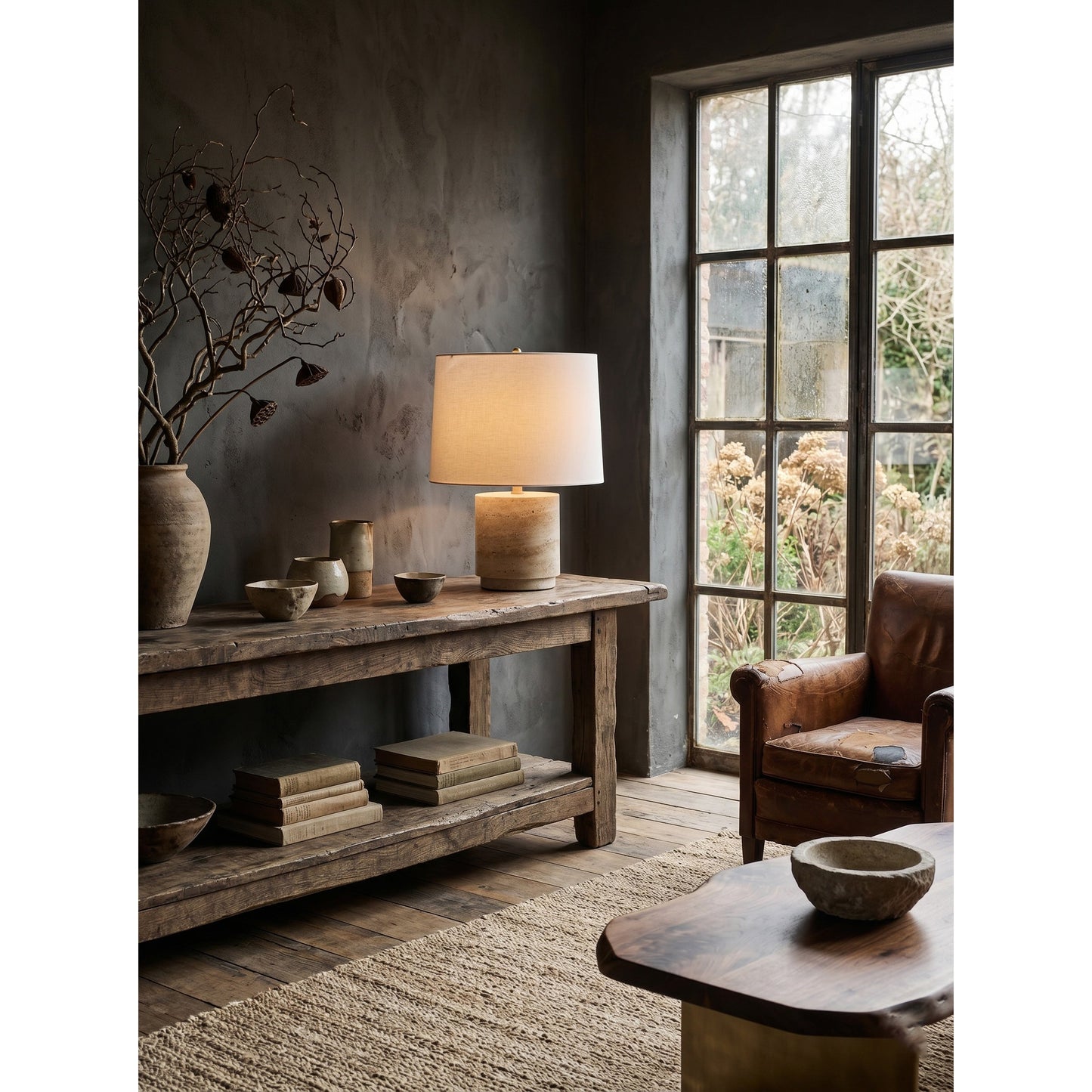 Toby Travertine Table Lamp