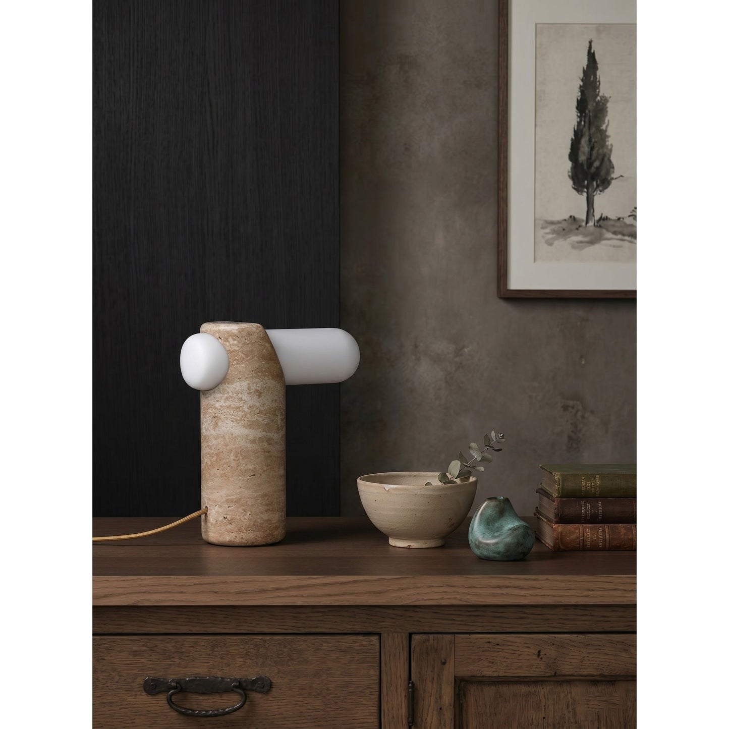 VIA Travertine Table Lamp