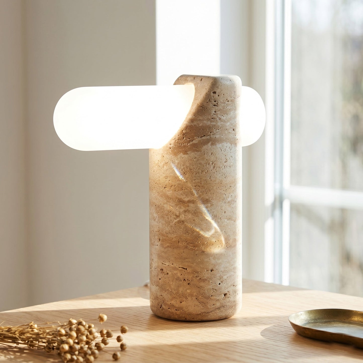 VIA Travertine Table Lamp