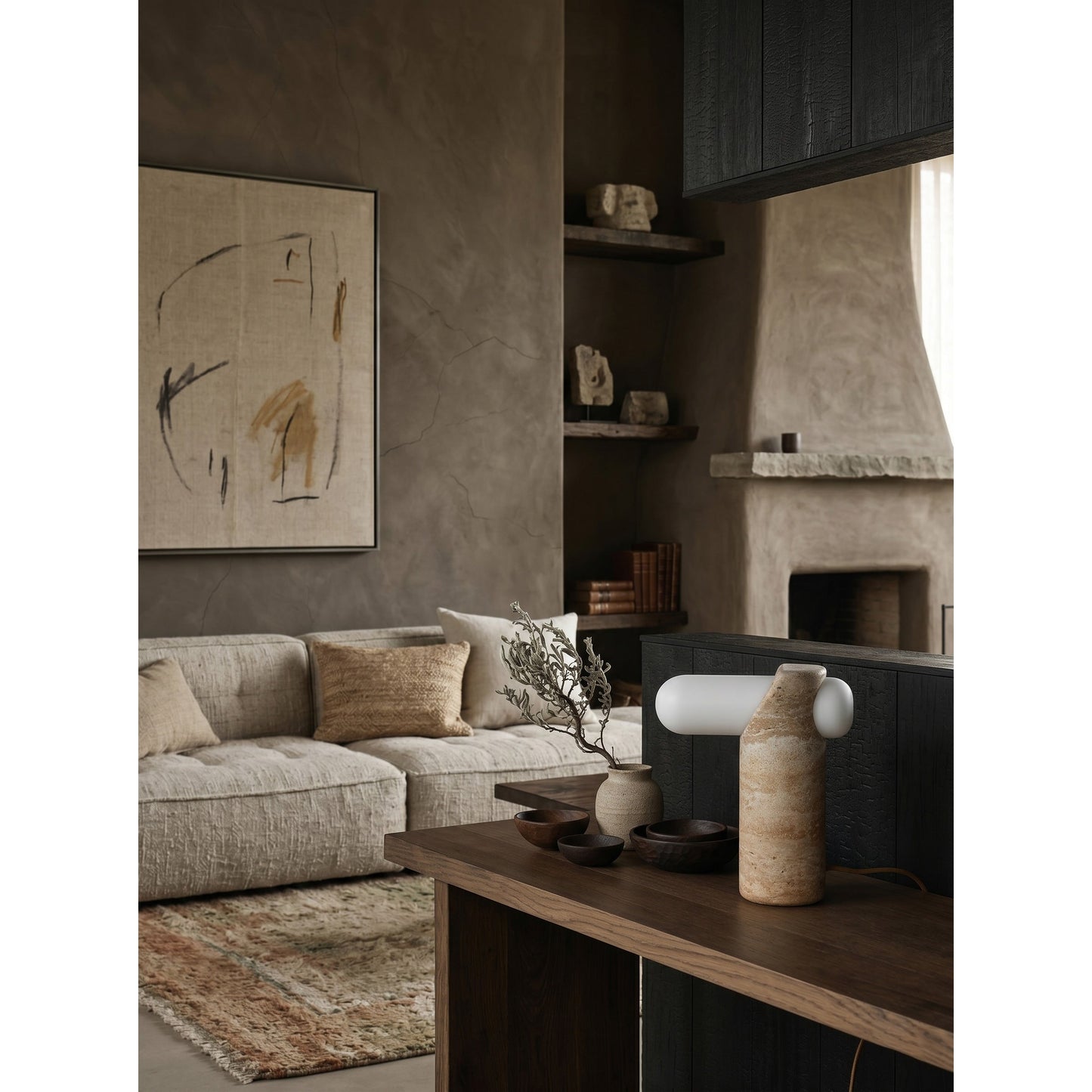VIA Travertine Table Lamp