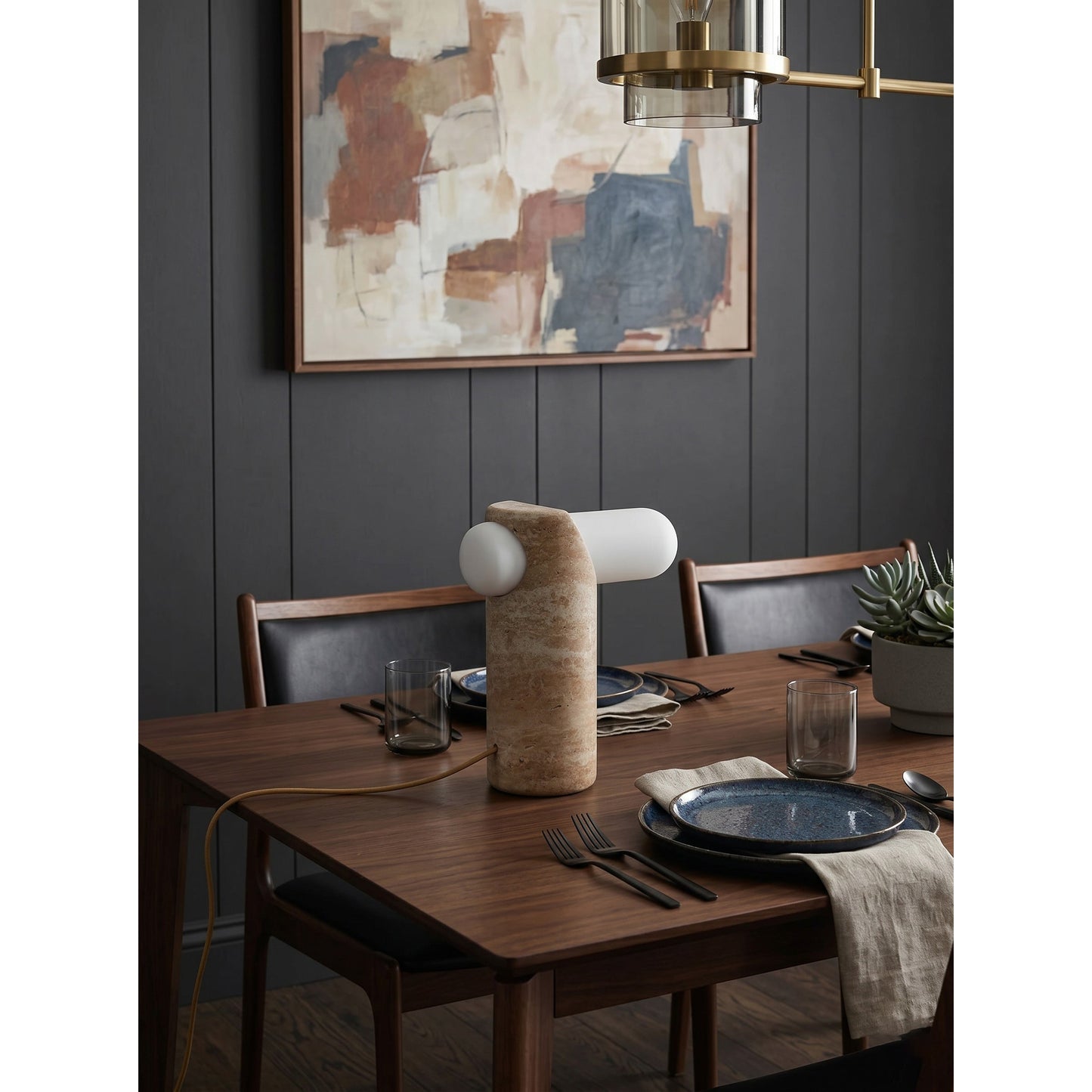 VIA Travertine Table Lamp