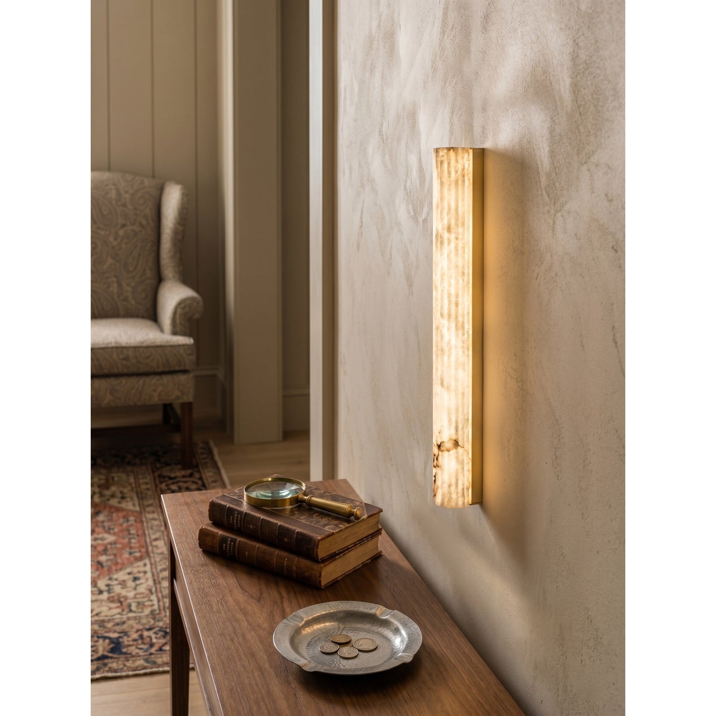 Vertical Alabaster Roller Wall Sconce