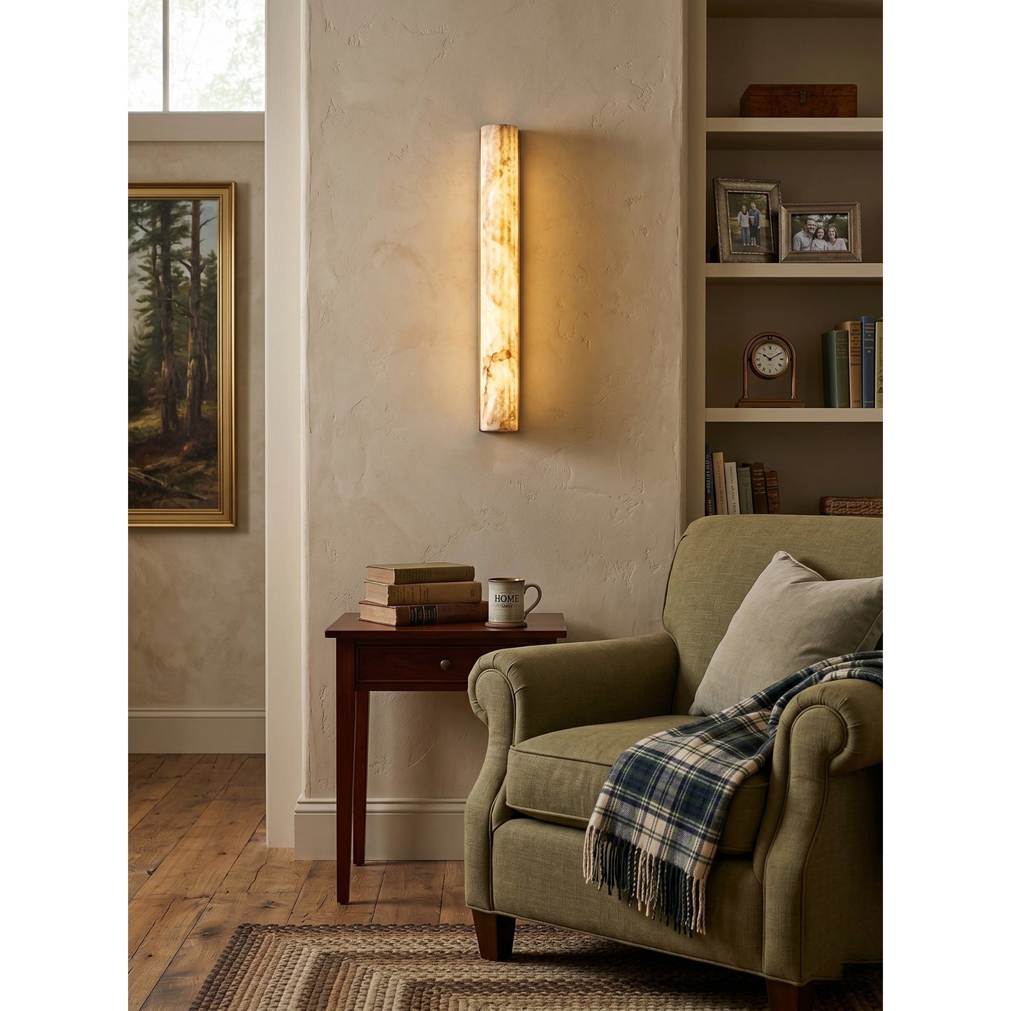 Vertical Alabaster Roller Wall Sconce