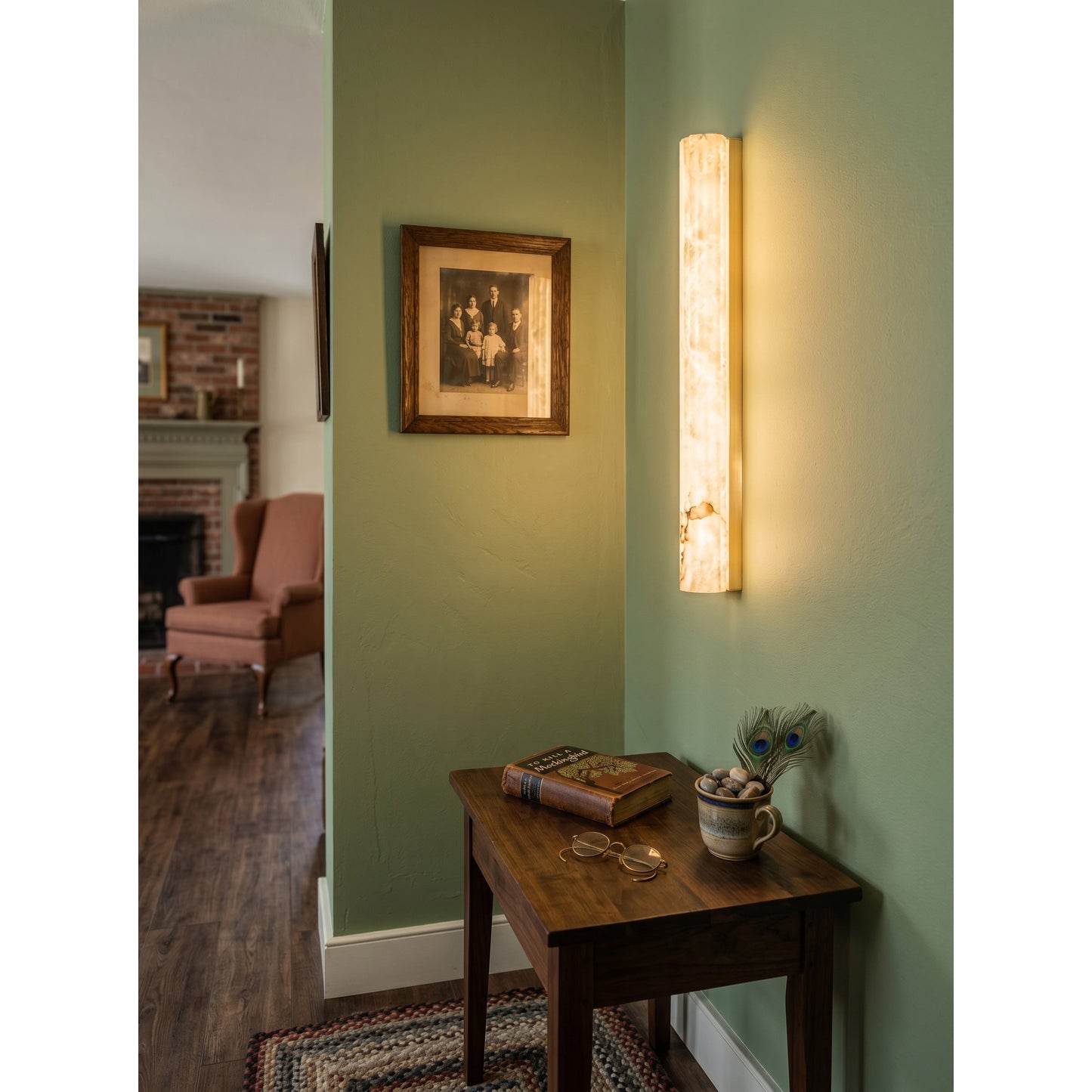 Vertical Alabaster Roller Wall Sconce