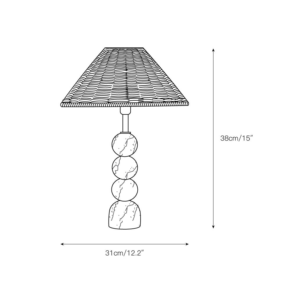 Rattan Marble Table Lamp