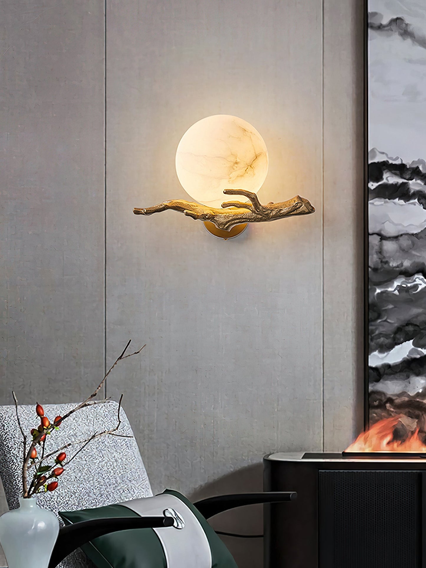 Retro Twigs Alabaster Wall Lamp