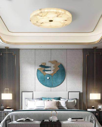 Round Mosaic Alabaster Ceiling Lamp