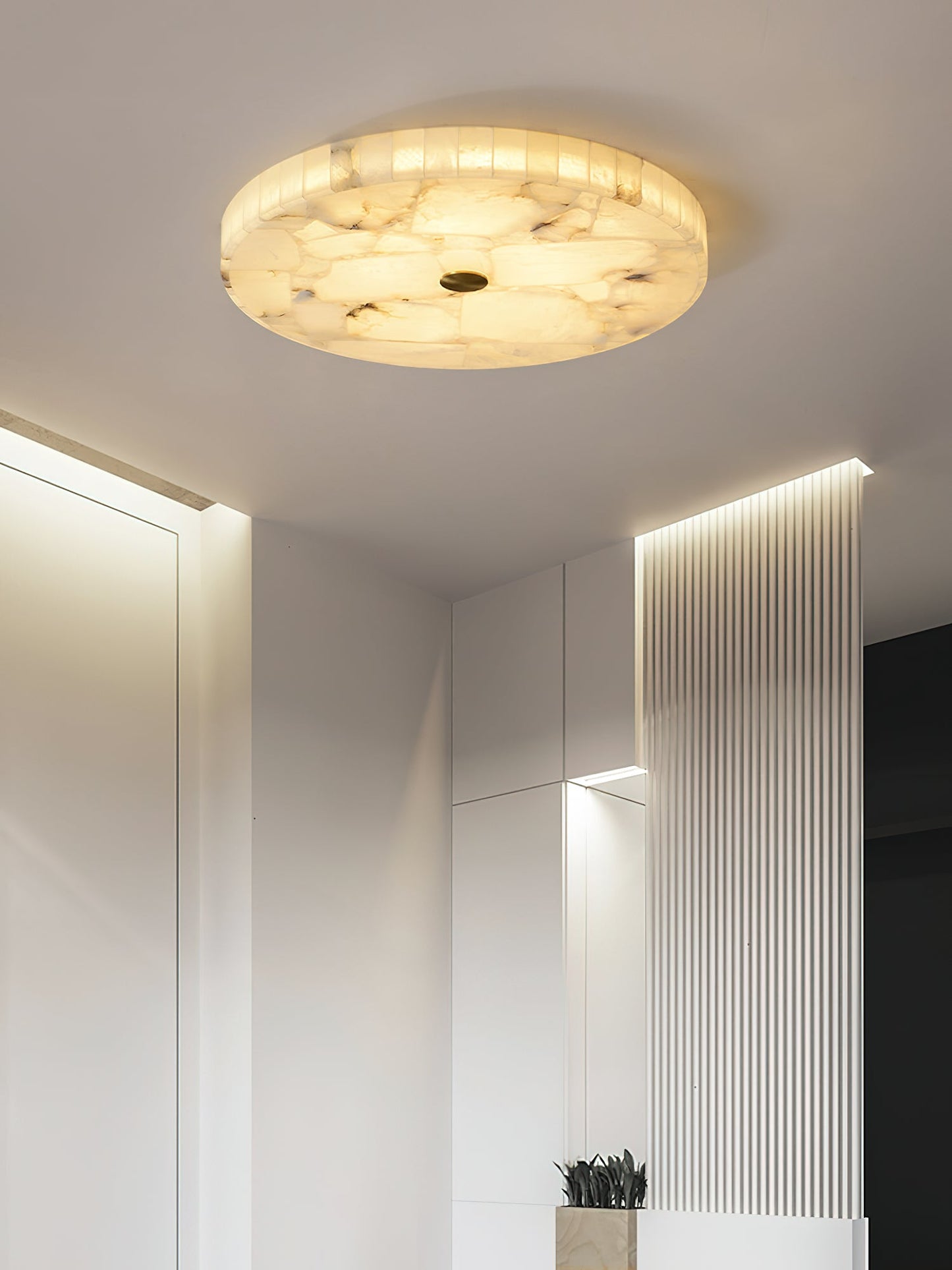 Round Mosaic Alabaster Ceiling Lamp