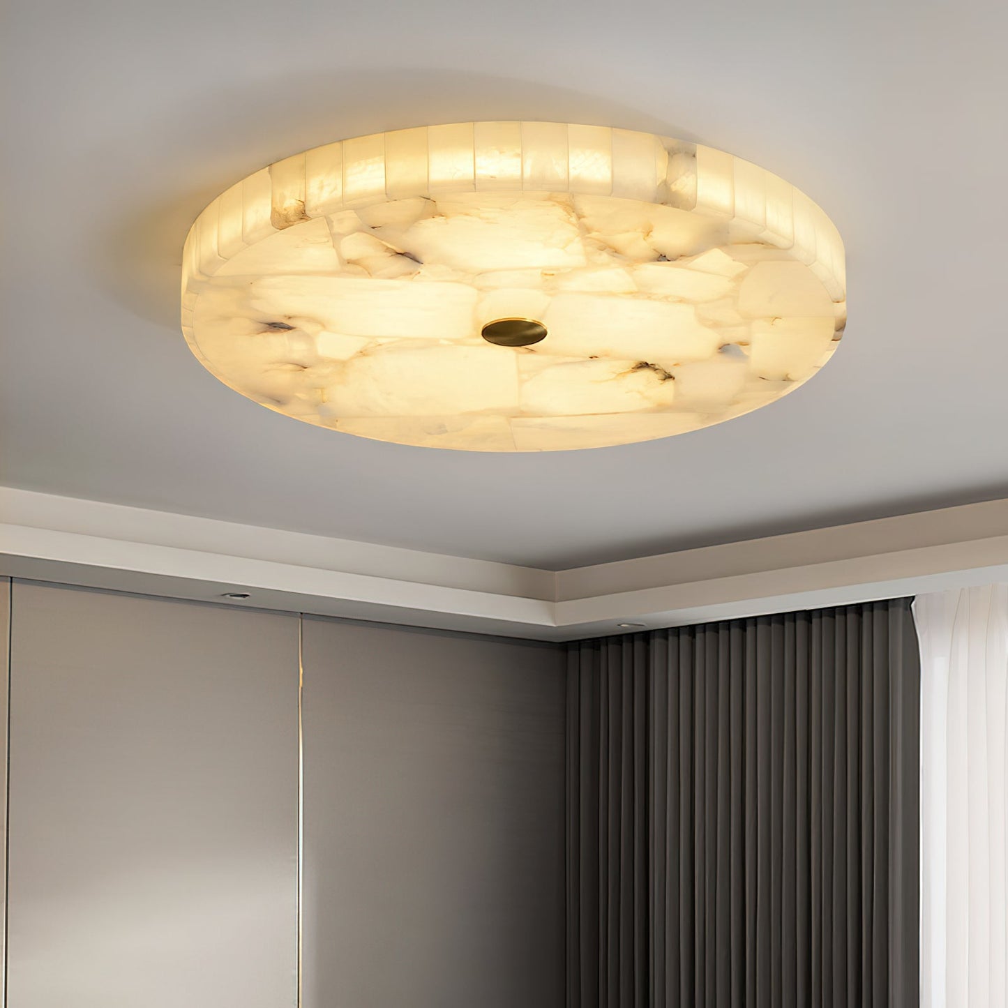Round Mosaic Alabaster Ceiling Lamp