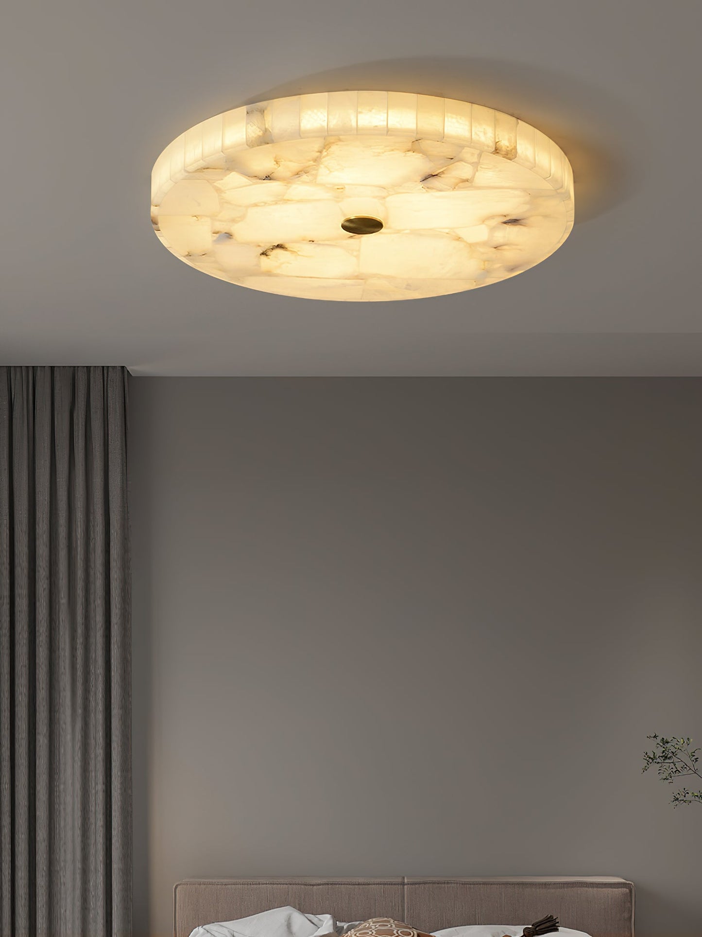 Round Mosaic Alabaster Ceiling Lamp