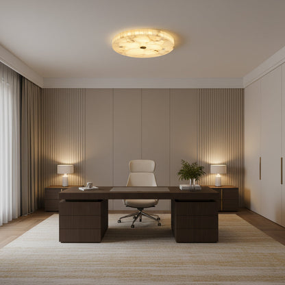 Round Mosaic Alabaster Ceiling Lamp