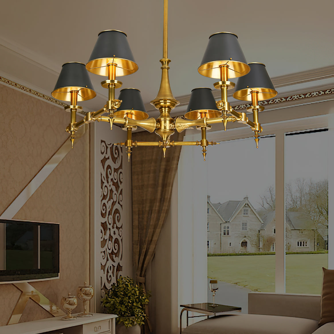 Multi-Arm Brass Candle Chandelier