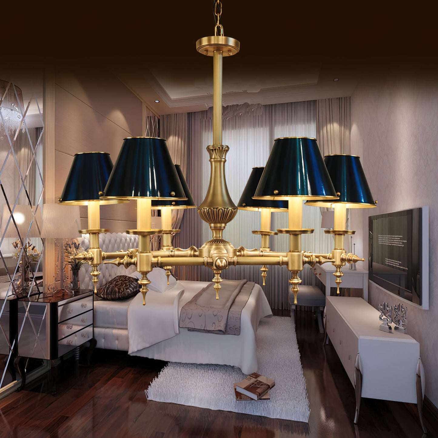 Multi-Arm Brass Candle Chandelier