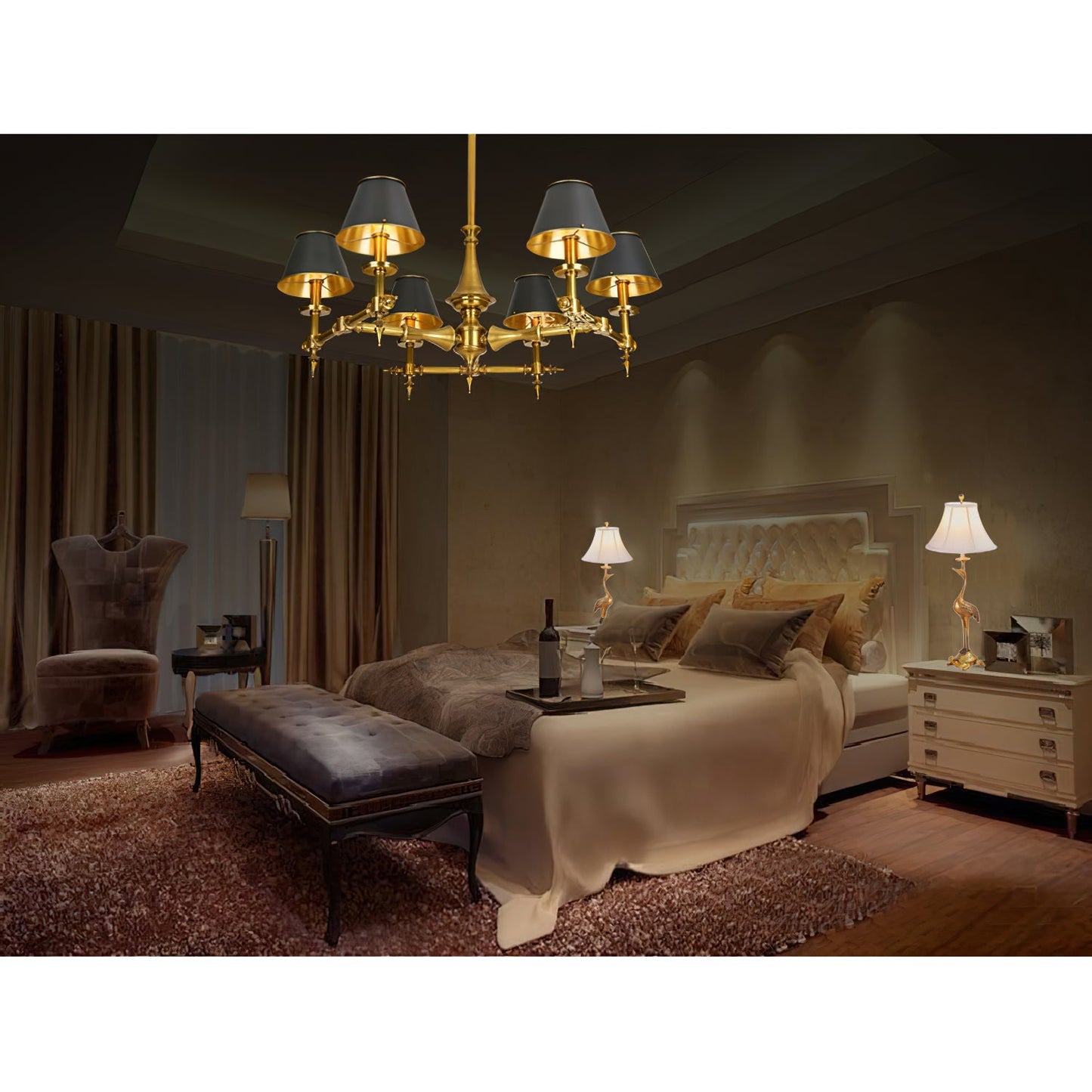 Multi-Arm Brass Candle Chandelier