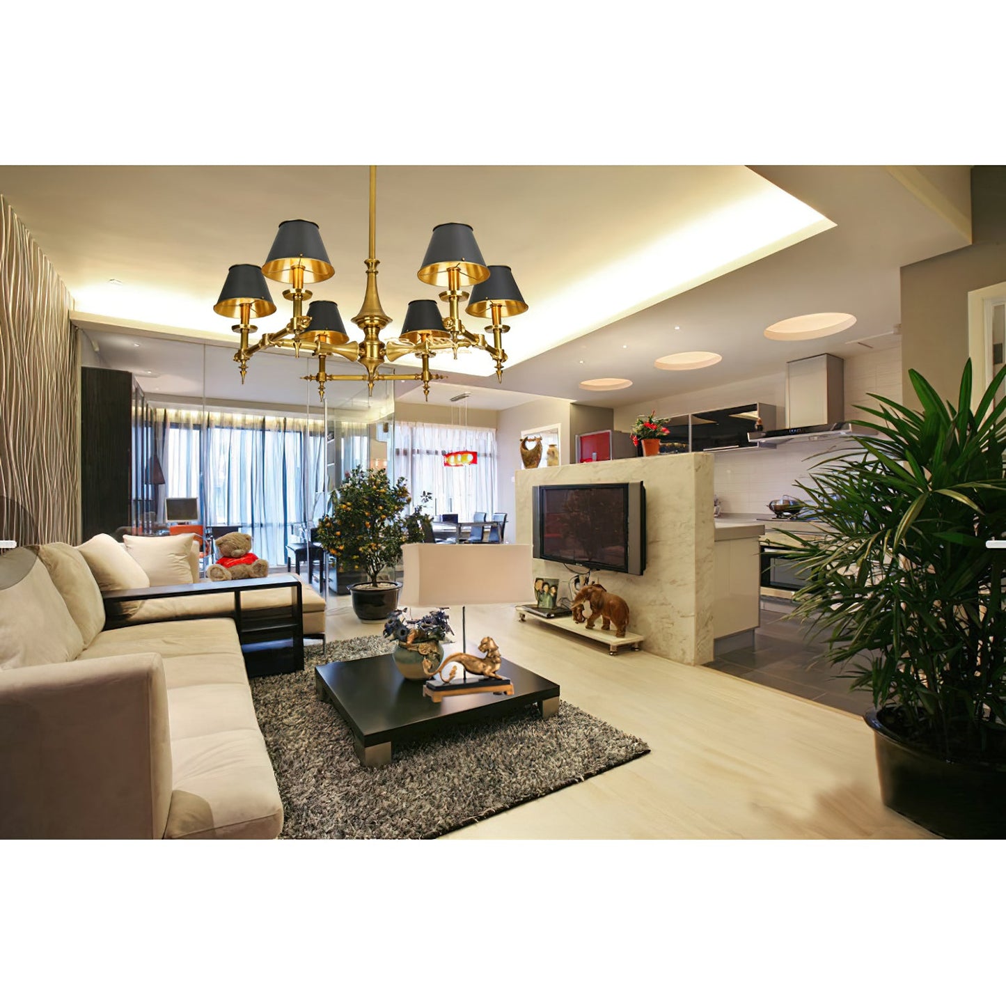 Multi-Arm Brass Candle Chandelier