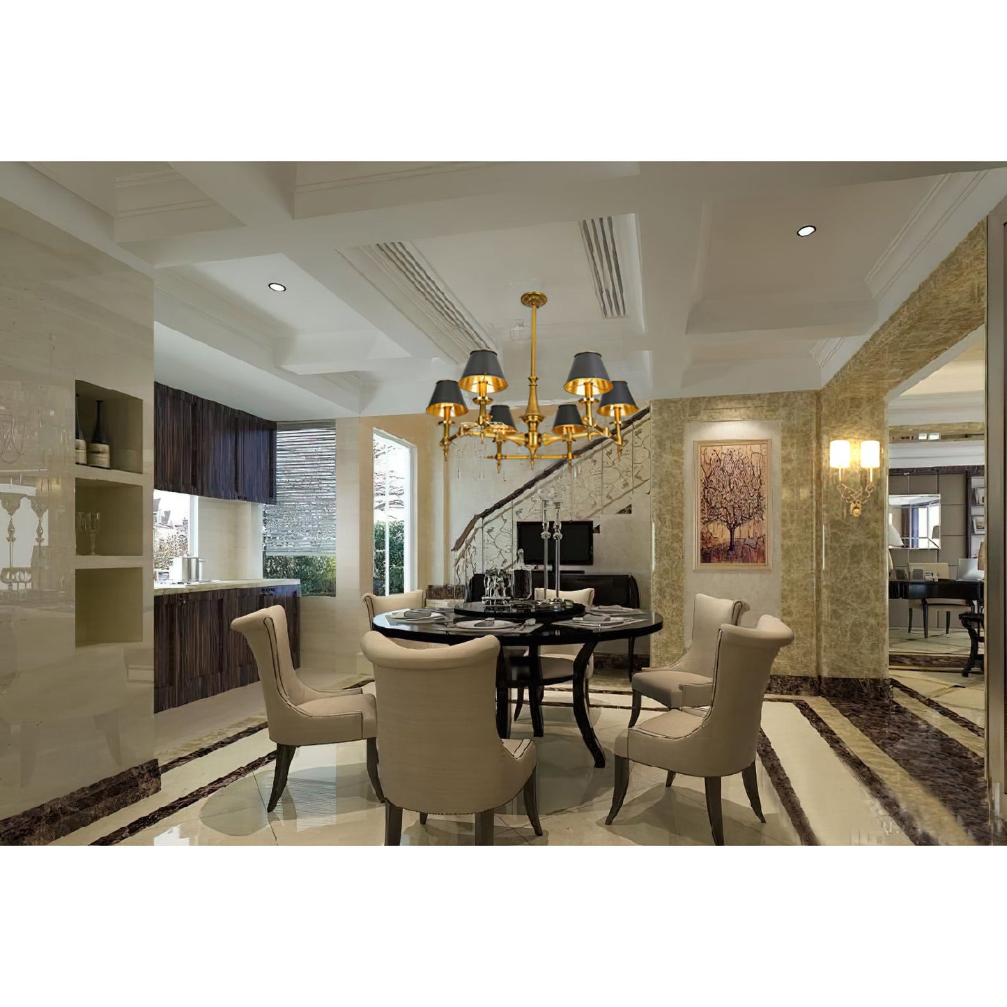 Multi-Arm Brass Candle Chandelier