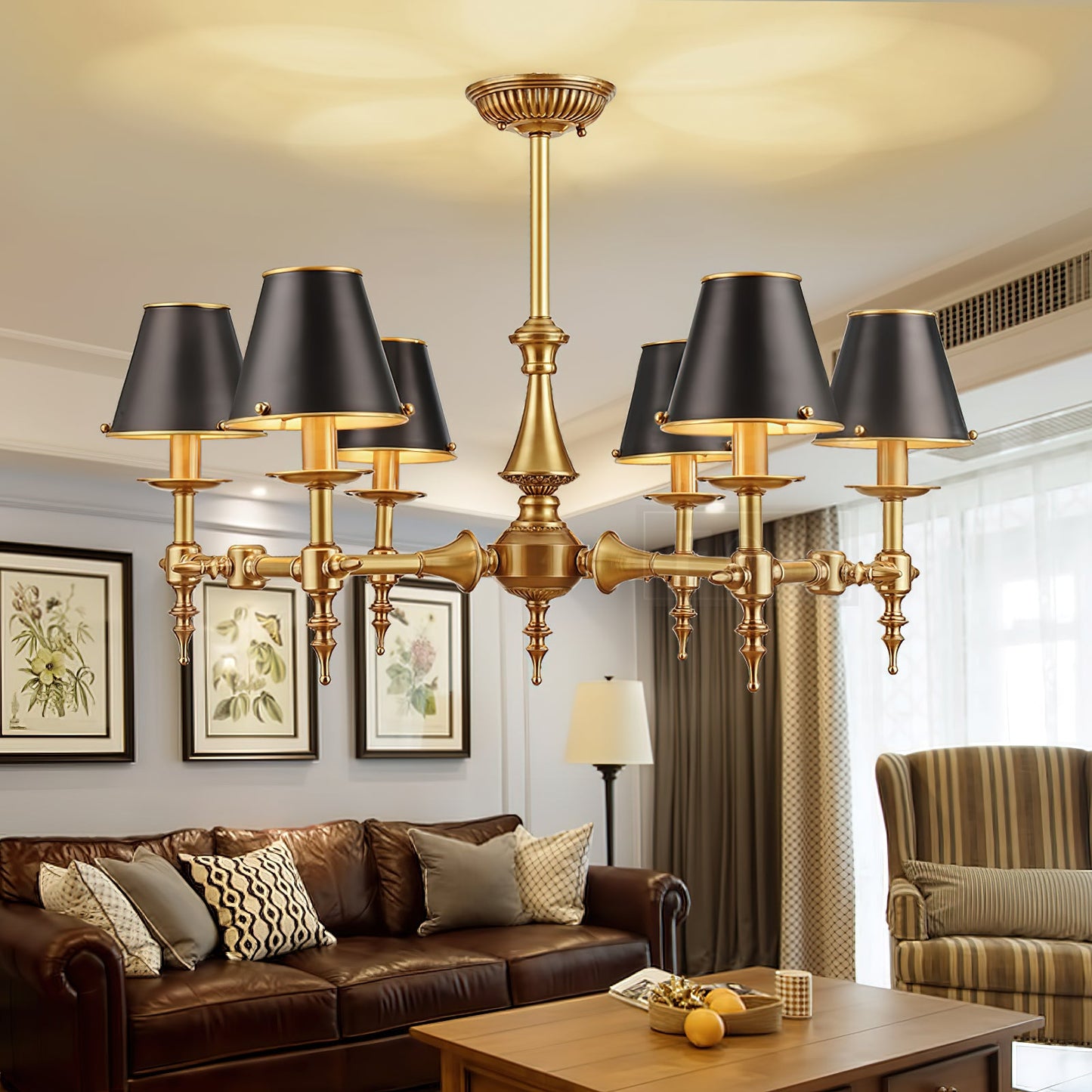 Multi-Arm Brass Candle Chandelier
