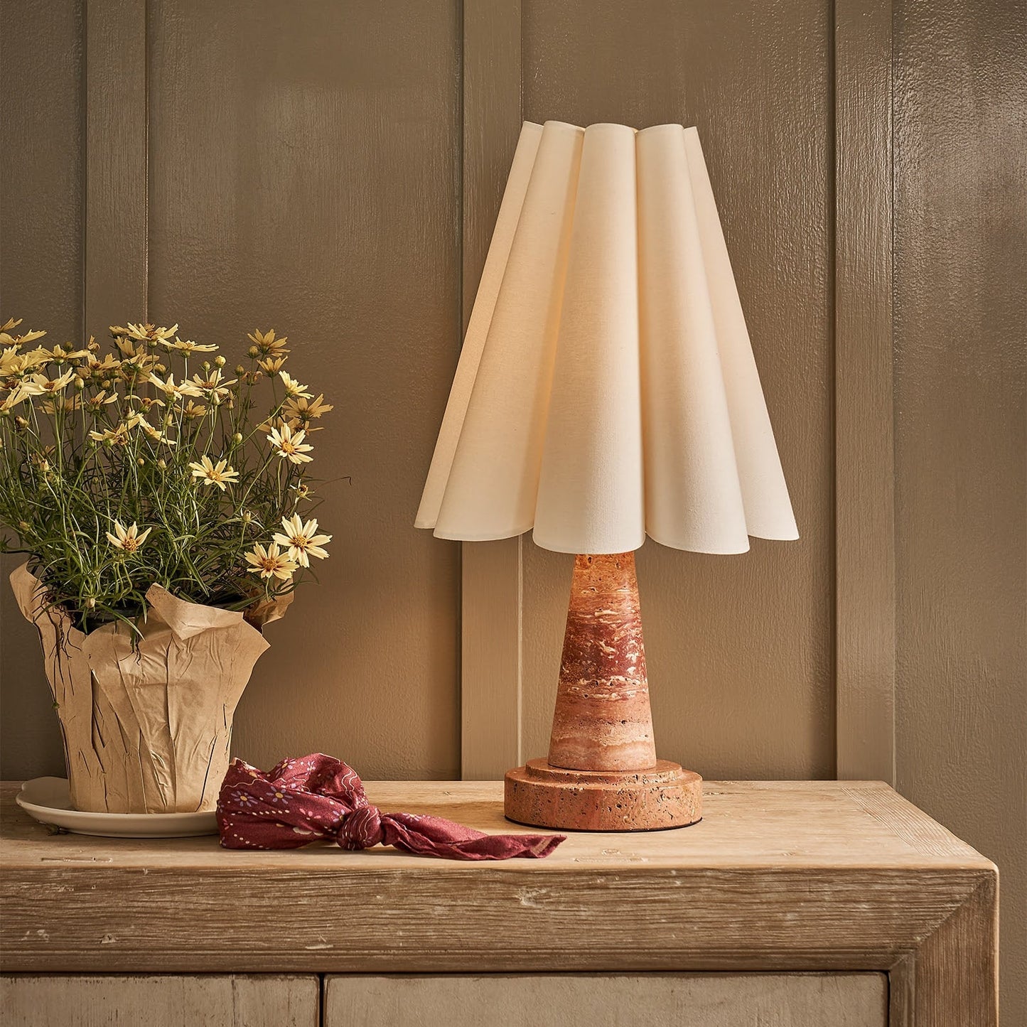 Shadon Marble Pleated Table Lamp