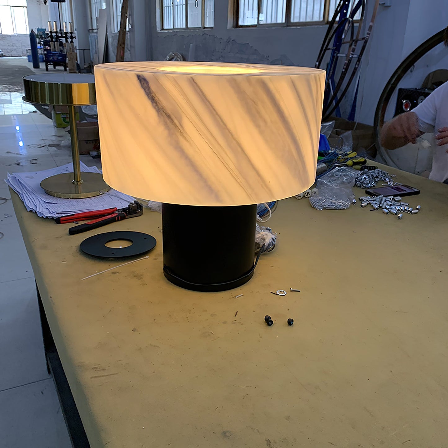 Small Solid Alabaster Table Lamp