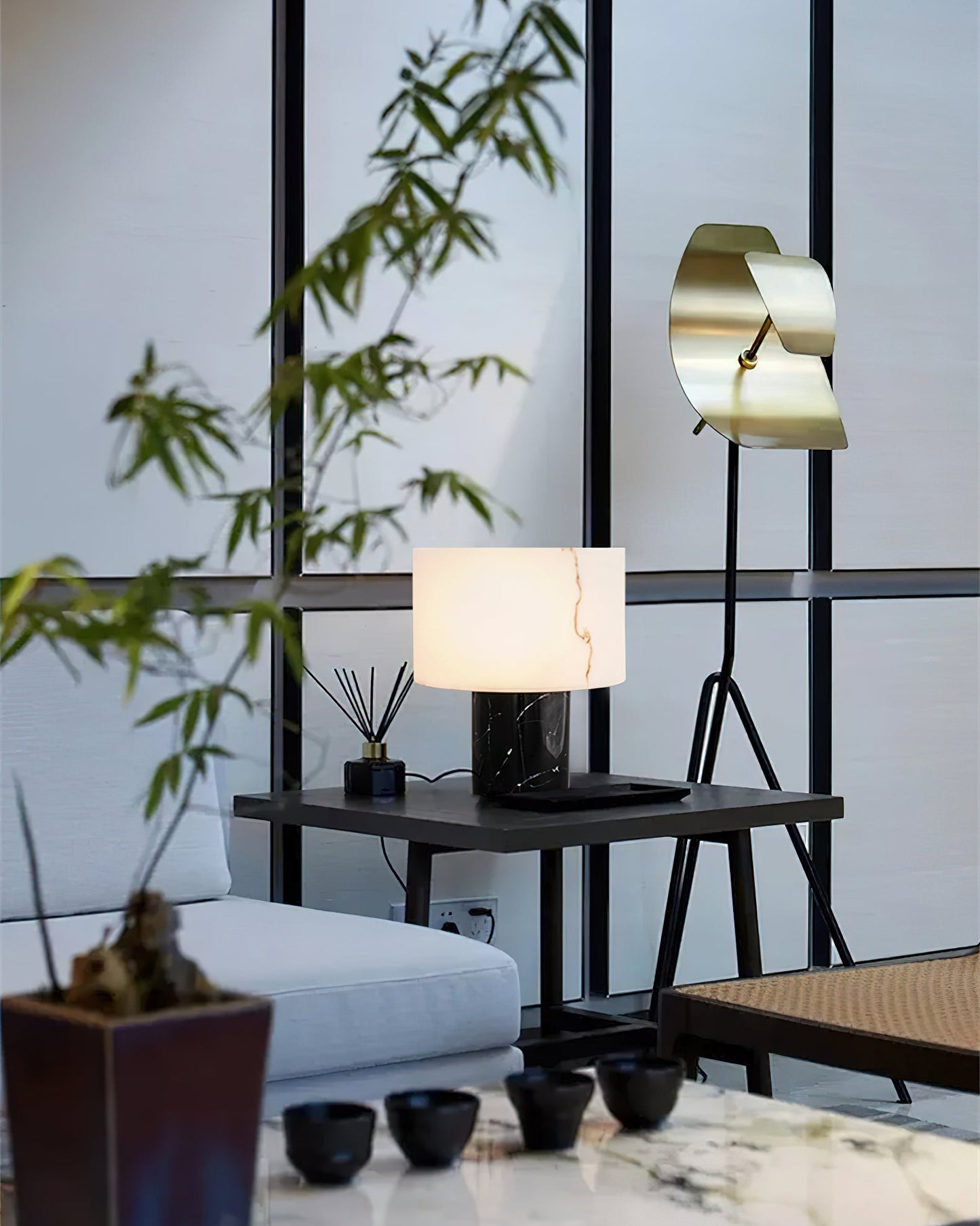 Small Solid Alabaster Table Lamp