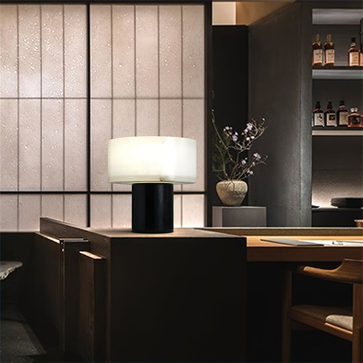Small Solid Alabaster Table Lamp