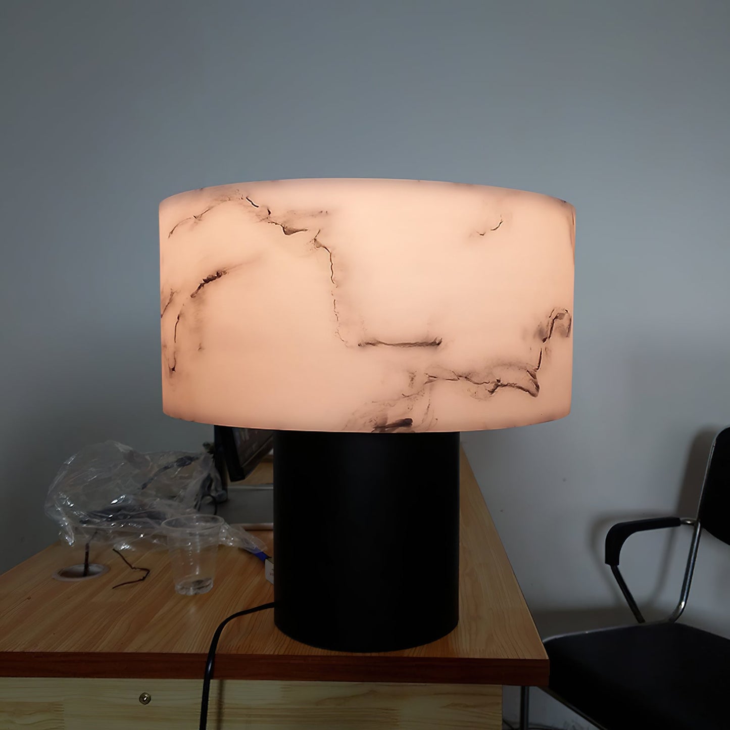 Small Solid Alabaster Table Lamp