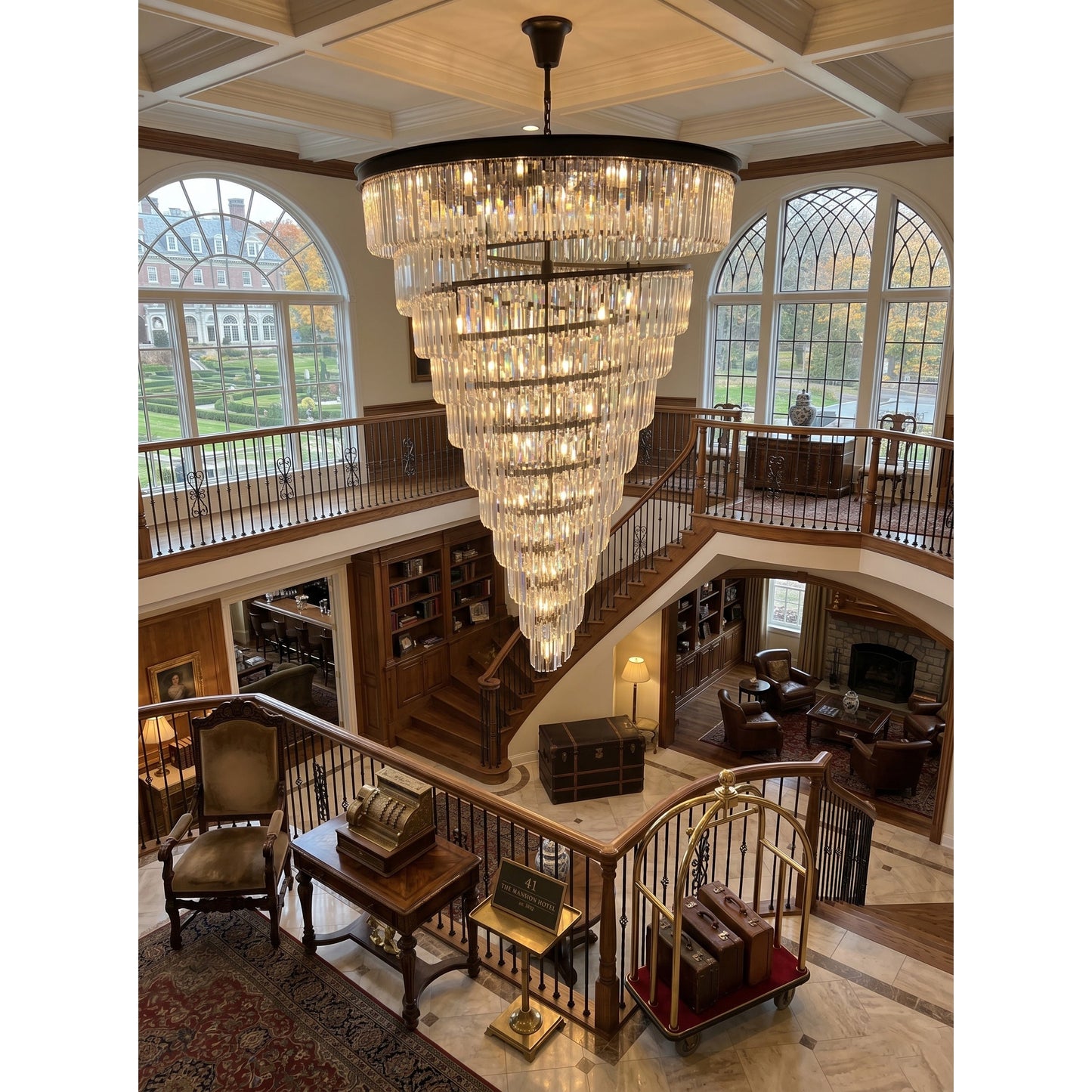 Spiral Tiered Layered Crystal Chandelier