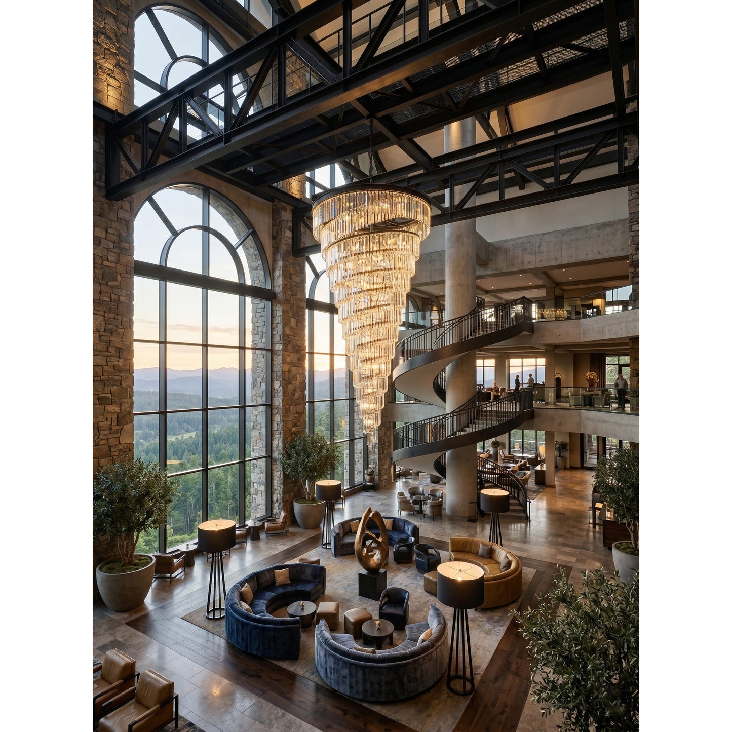Spiral Tiered Layered Crystal Chandelier