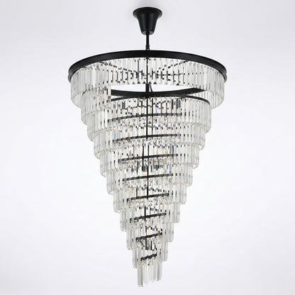 Spiral Tiered Layered Crystal Chandelier