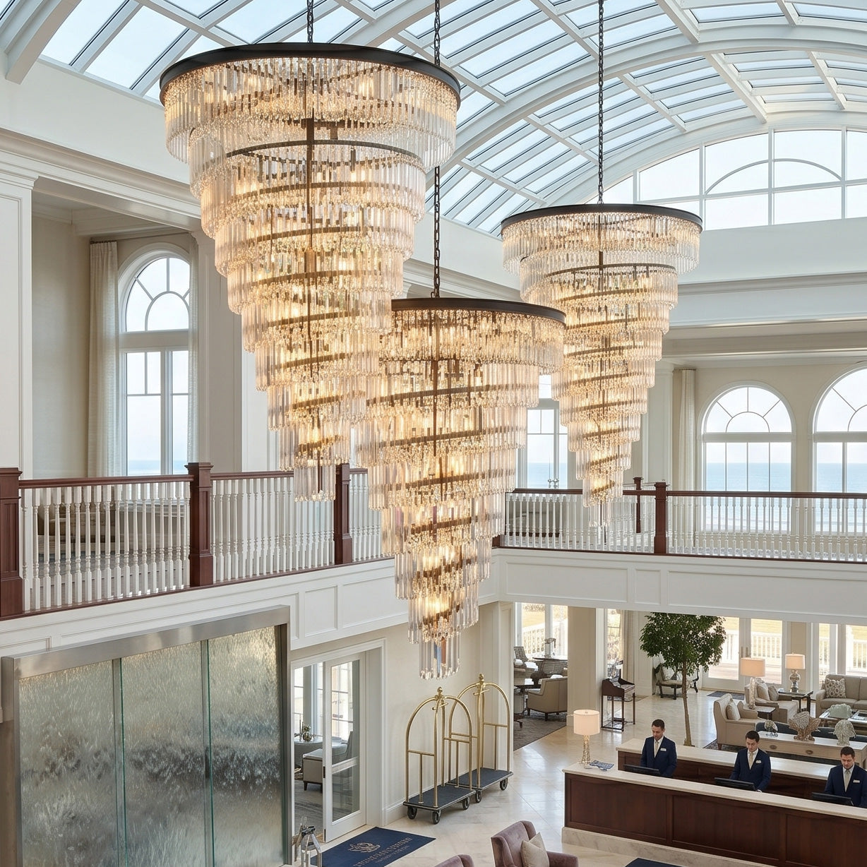 Spiral Tiered Layered Crystal Chandelier