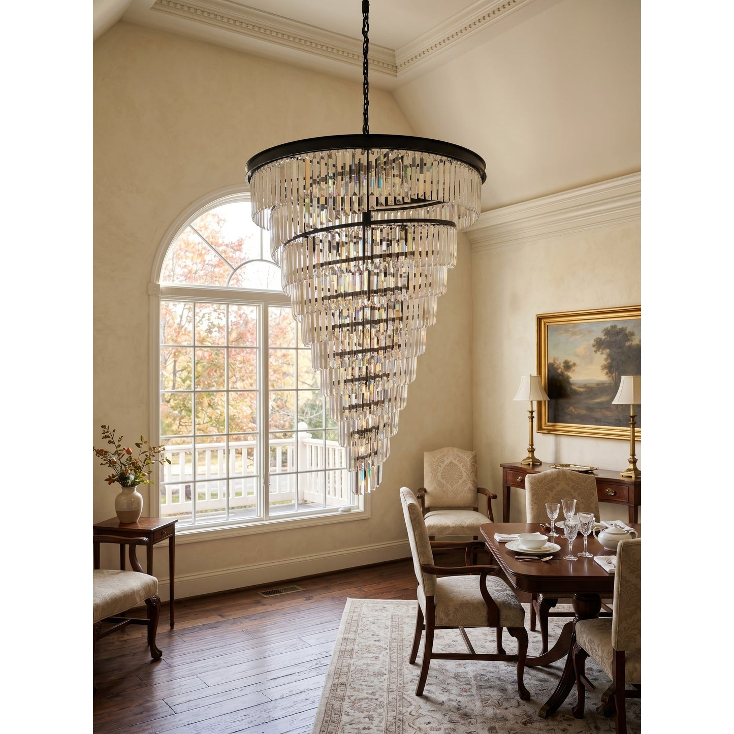 Spiral Tiered Layered Crystal Chandelier