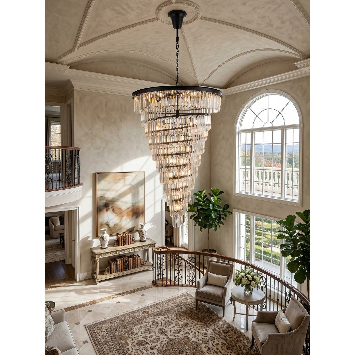 Spiral Tiered Layered Crystal Chandelier