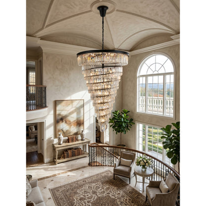 Spiral Tiered Layered Crystal Chandelier