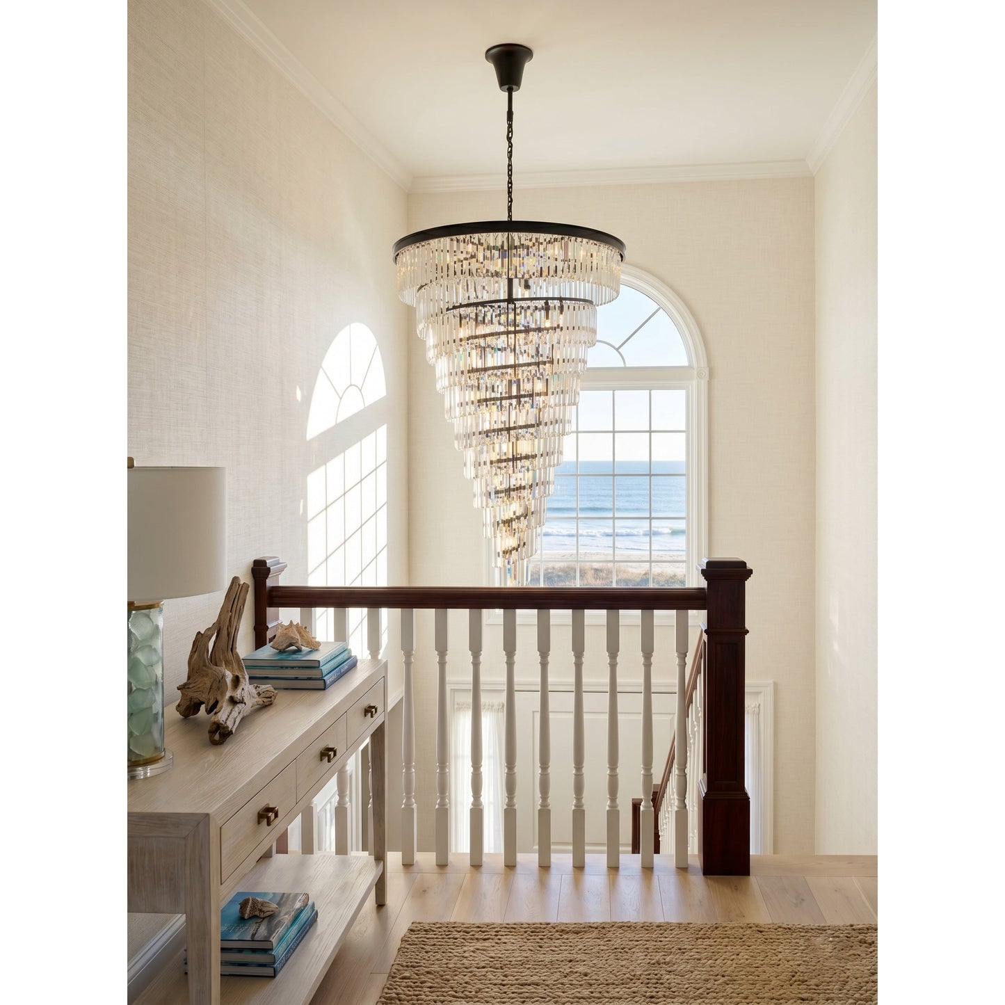 Spiral Tiered Layered Crystal Chandelier